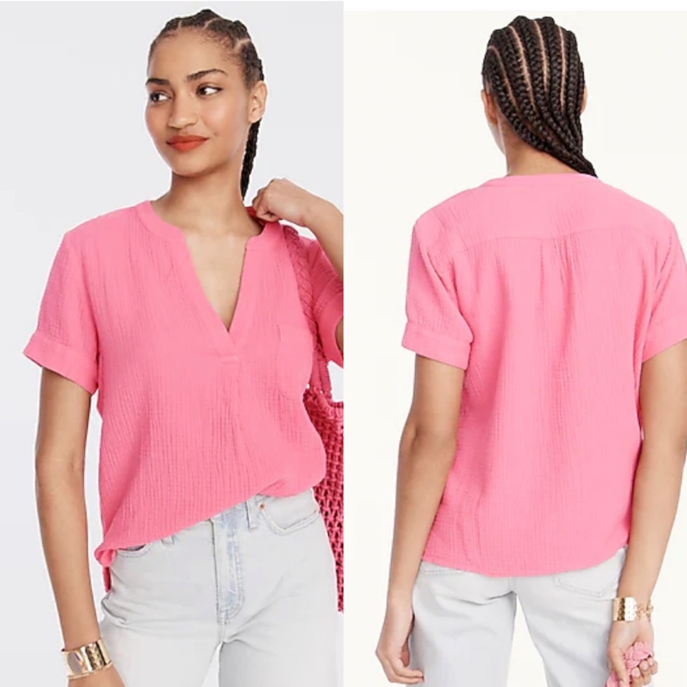J Crew V-neck soft gauze popover